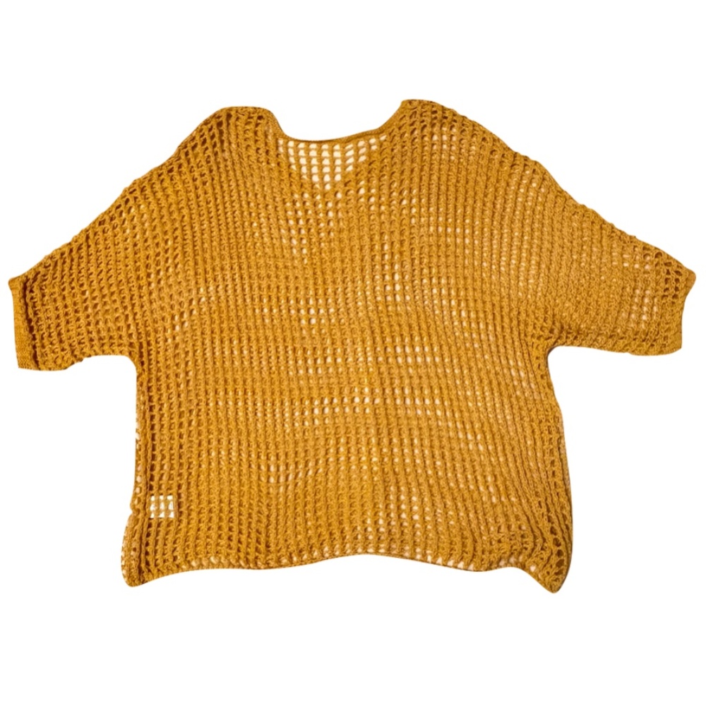 sunflower knit top XL, yellow knit top XL, round straw tote bag - Picture 10 of 12